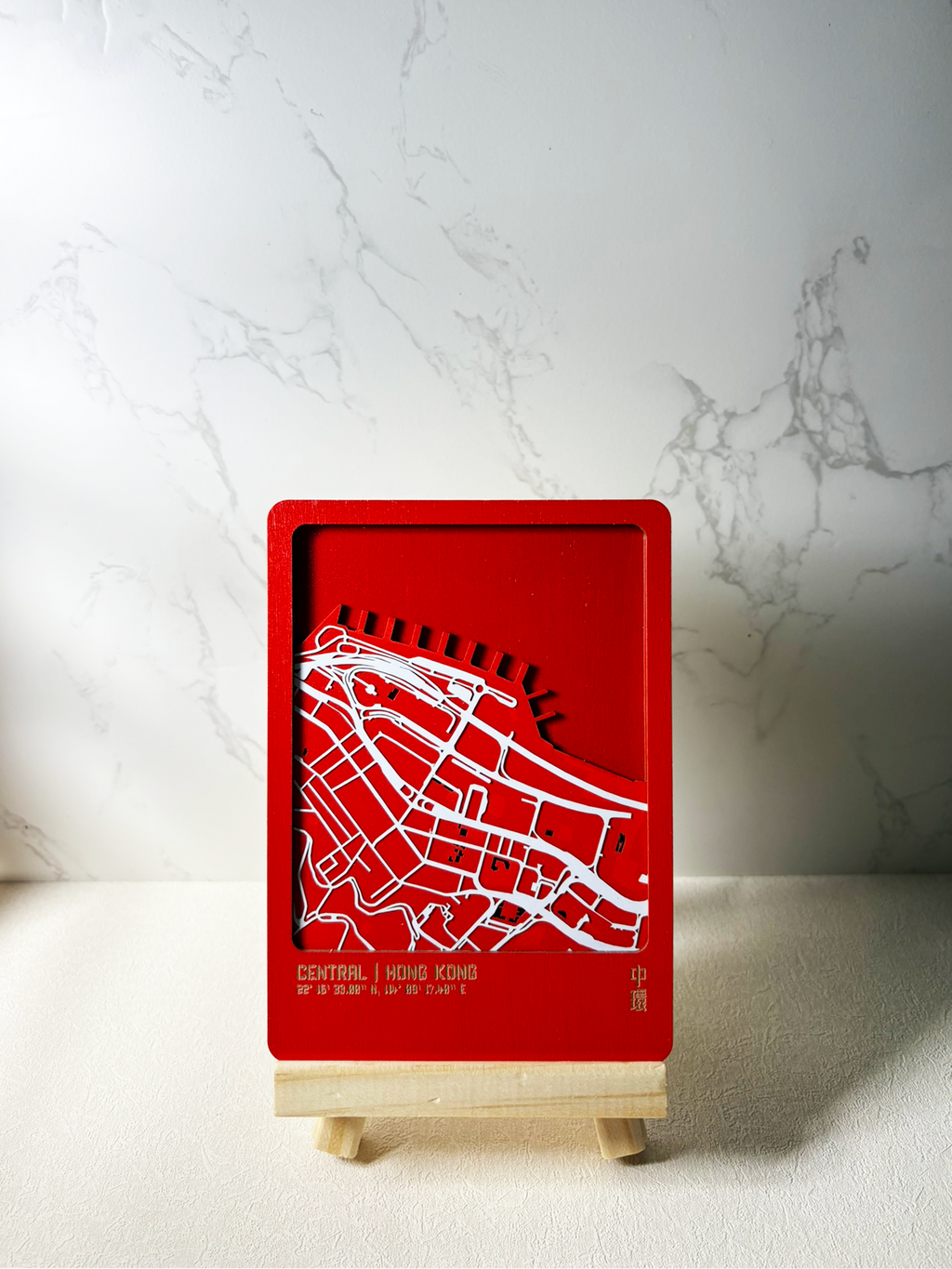 3D城市肌理層疊木製明信片