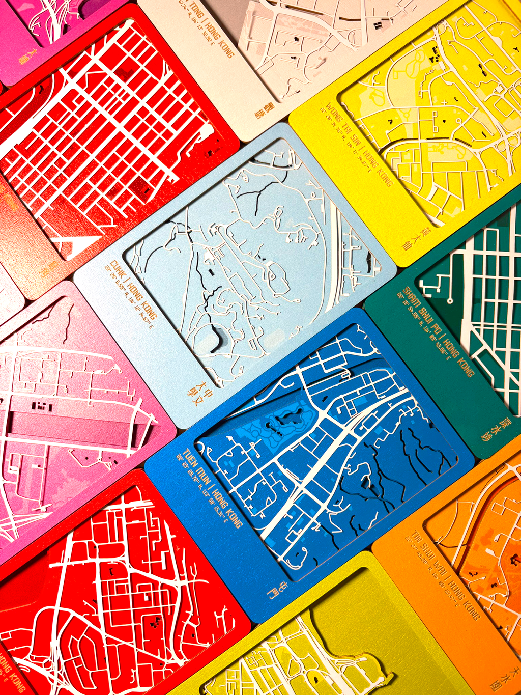 3D城市肌理層疊木製明信片