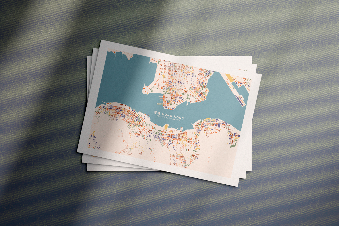 Hong Kong Art Map Postcard